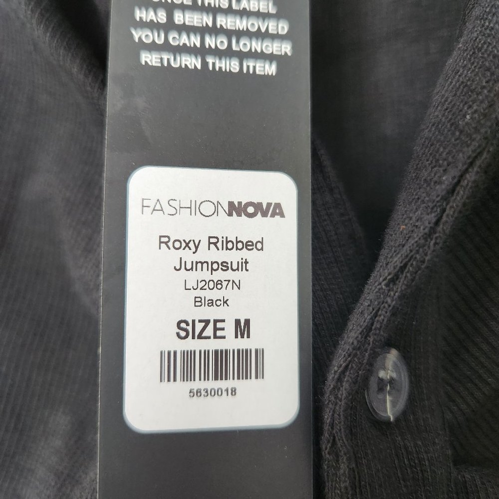 Black Ribbed Jumpsuit FASHION NOVA - Picture 9 of 10